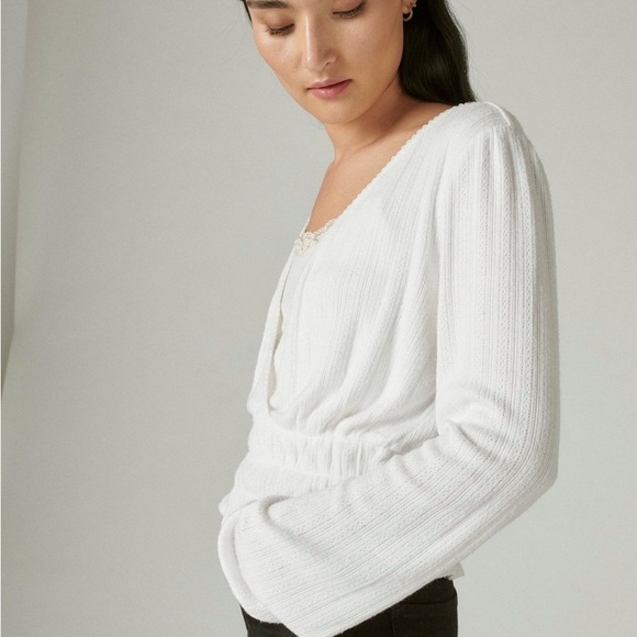 Lucky brand pointelle trim blouse - Picture 3 of 5